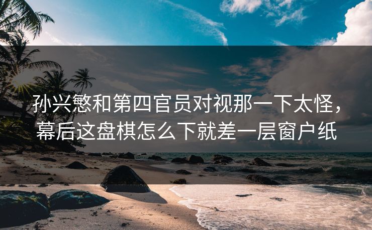 孙兴慜和第四官员对视那一下太怪，幕后这盘棋怎么下就差一层窗户纸