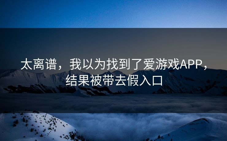 太离谱，我以为找到了爱游戏APP，结果被带去假入口