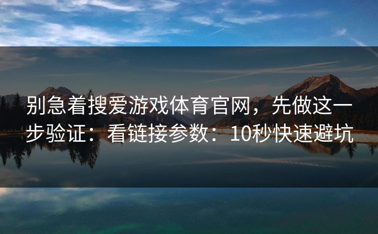 别急着搜爱游戏体育官网，先做这一步验证：看链接参数：10秒快速避坑